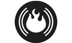 schwarz-weißes Feuer-Icon