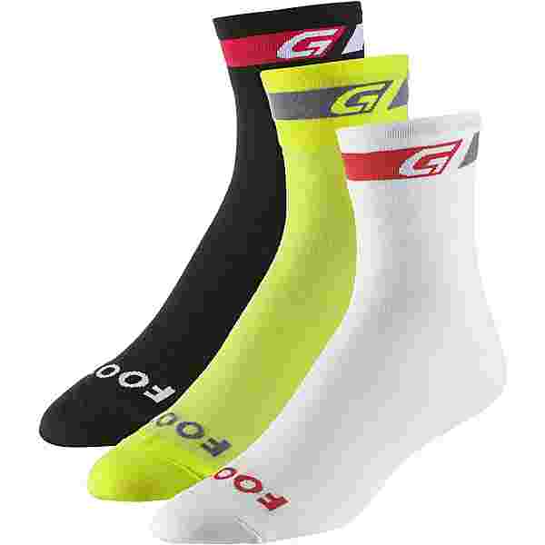 GripGrab Socks Bundle Fahrradsocken black-white-fluo yellow