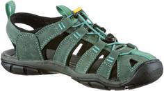 Rückansicht von Keen Clearwater CNX Leather Outdoorsandalen Damen mineral blue-yellow