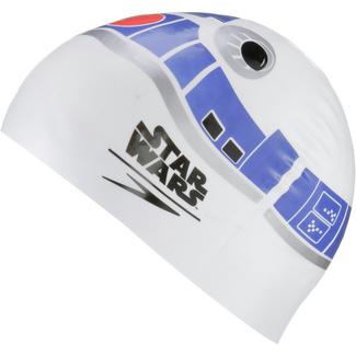 SPEEDO SLOGAN PRT CAP JU WHITE/BLUE Badekappe Kinder WHITE/NORTHERN/SILVER/RISK RED