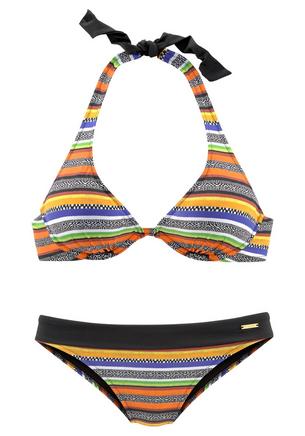 BRUNO BANANI Bikini Set Damen schwarz-orange