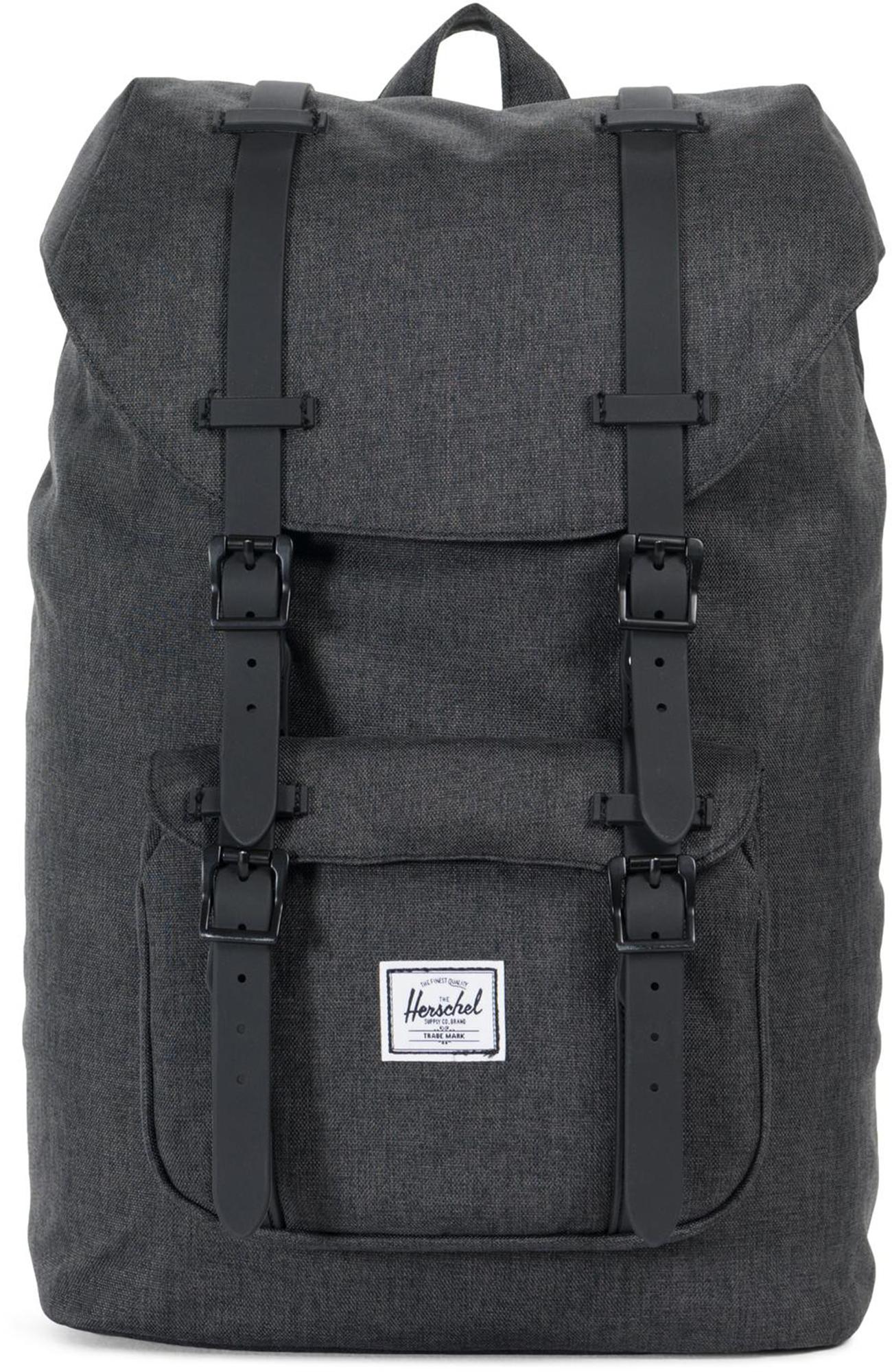 herschel little america mid volume black crosshatch