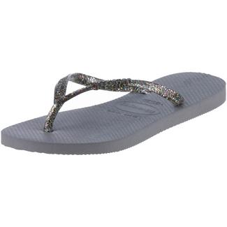 Havaianas Slim Logo Metallic Zehentrenner Damen steel grey-graphite