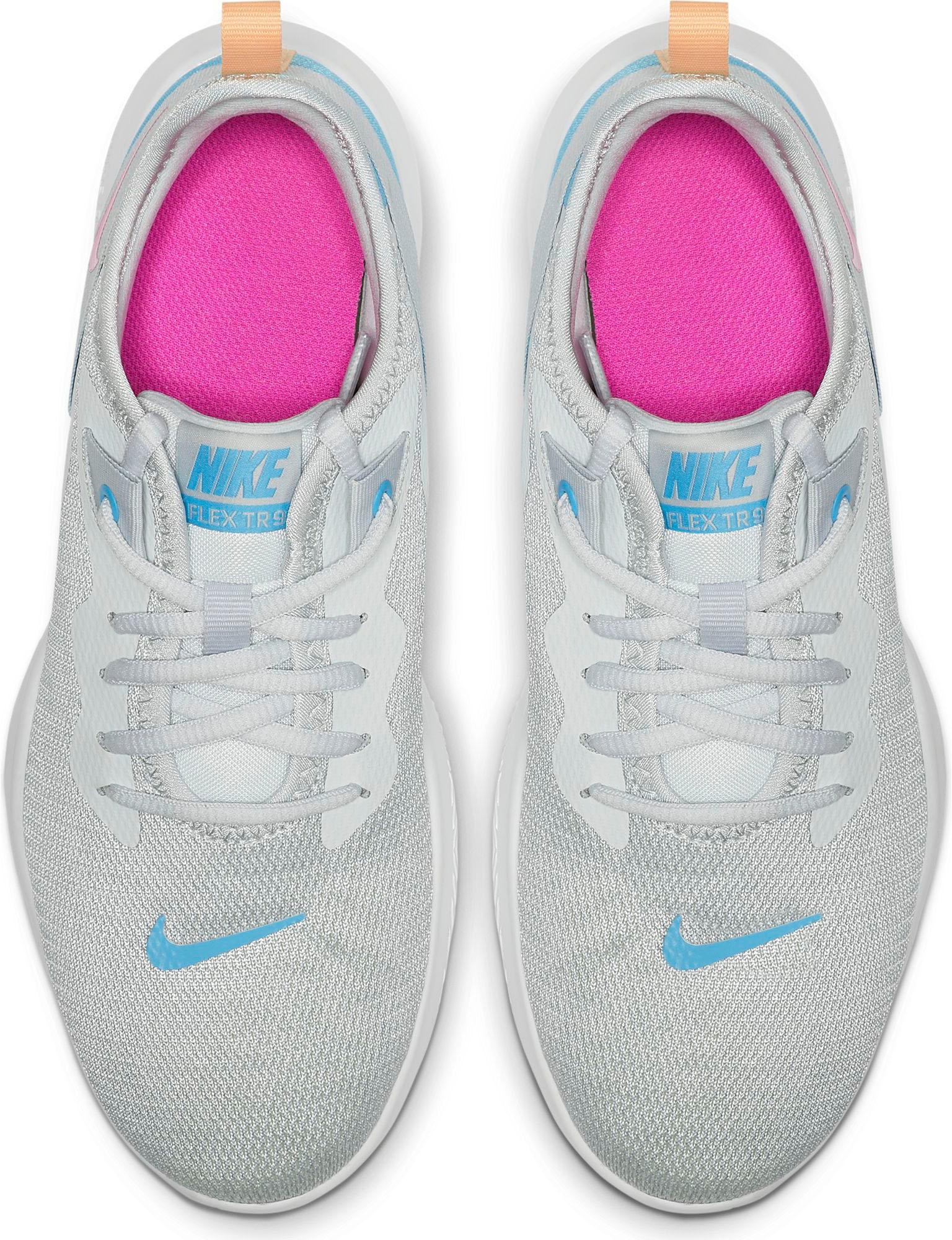 Nike Flex Trainer 9 Fitnessschuhe Damen pure platinum laser fuchsia white blue im Online Shop von SportScheck kaufen Nike Flex Trainer 9 Fitnessschuhe Damen pure platinum laser fuchsia white blue im Online Shop von SportScheck kaufen
