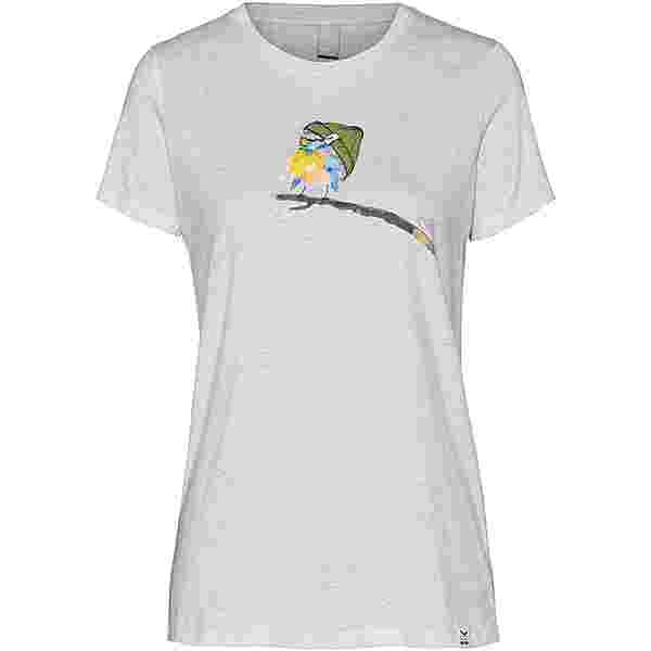 iriedaily It Birdy T-Shirt Damen white melange