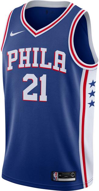 Nike Joel Embiid Philadelphia 76ers Basketballtrikot Herren rush blue