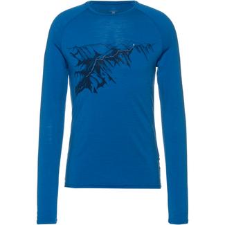 Odlo Merino ALLIANCE Langarmshirt Herren mykonos blue-mountain print FW19