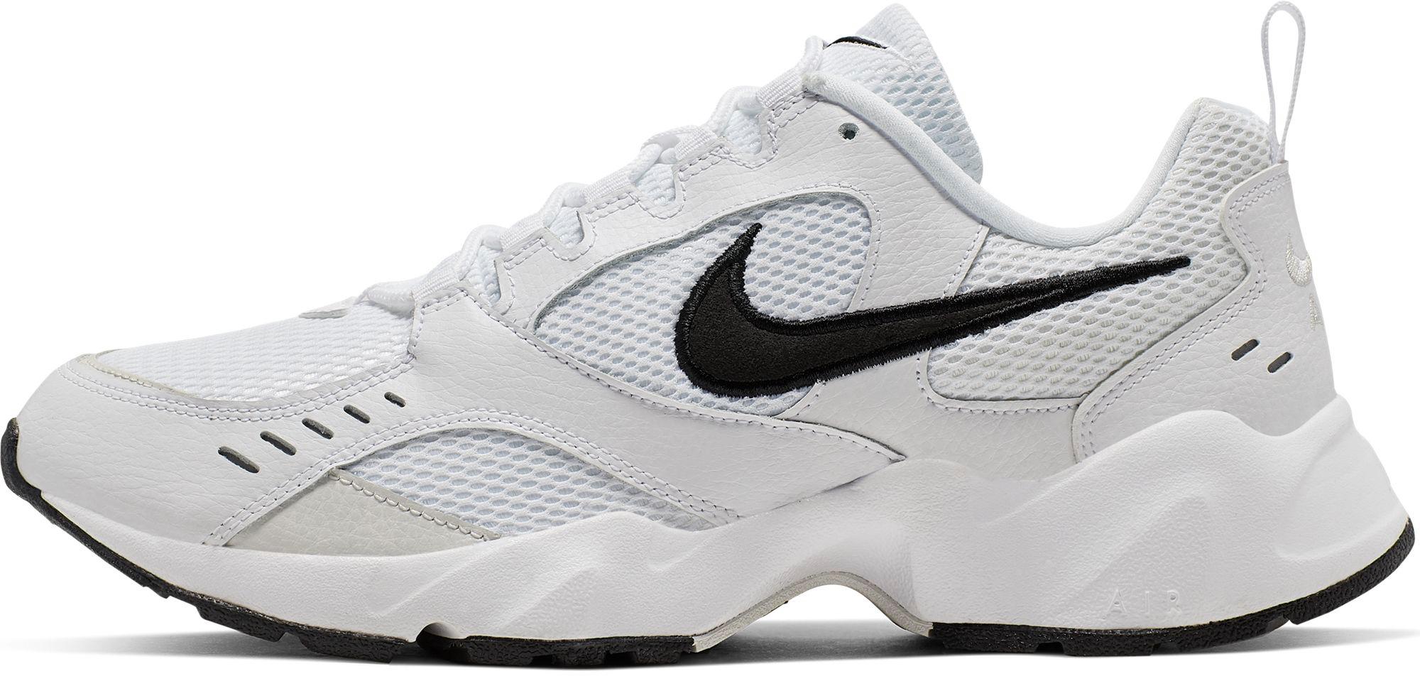 nike white and black air heights sneakers