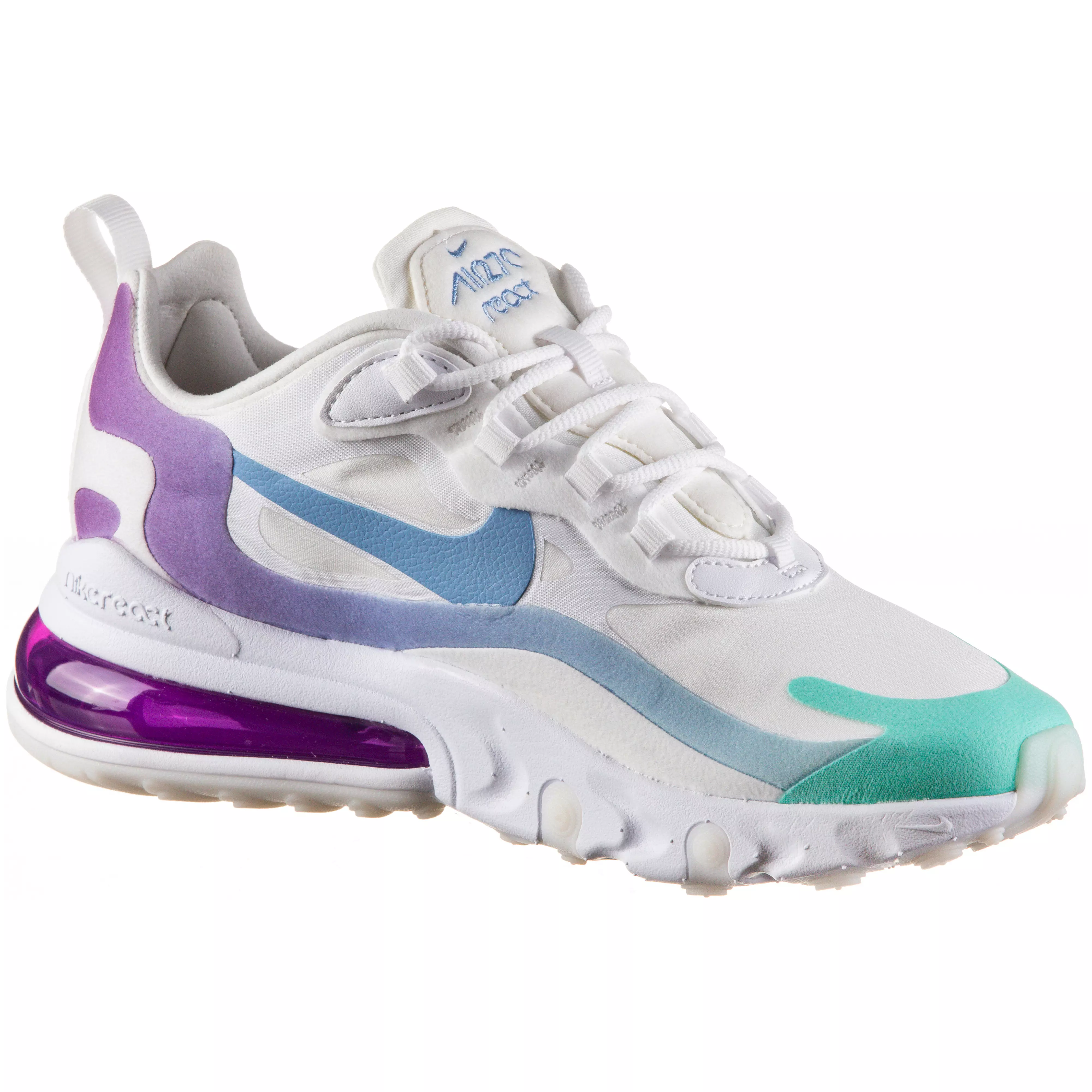 Nike Air Max 270 React Sneaker Damen White Light Blue Aurora Green Im Online Shop Von Sportscheck Kaufen