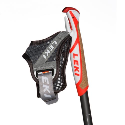 Rückansicht von LEKI Flash Carbon Nordic Walking-Stock dunkelanthrazit-neonrot-weiß