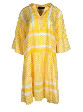 Zwillingsherz Sophia Langarmkleid Damen gelb/wei&szlig;