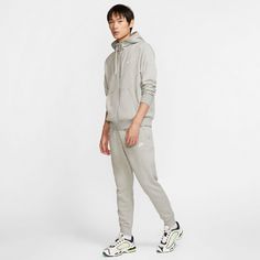 Rückansicht von Nike NSW Club Sweathose Herren dk grey heather-matte silver-white