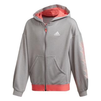 adidas UP2MV AEROREADY Loose Kapuzenjacke Sweatshirt Kinder Medium Grey Heather / Semi Flash Red / White