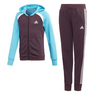 adidas Hooded Cotton Trainingsanzug Trainingsanzug Kinder Noble Purple / Bright Cyan / White