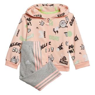 adidas French Terry Graphic Trainingsanzug Trainingsanzug Kinder Haze Coral / White