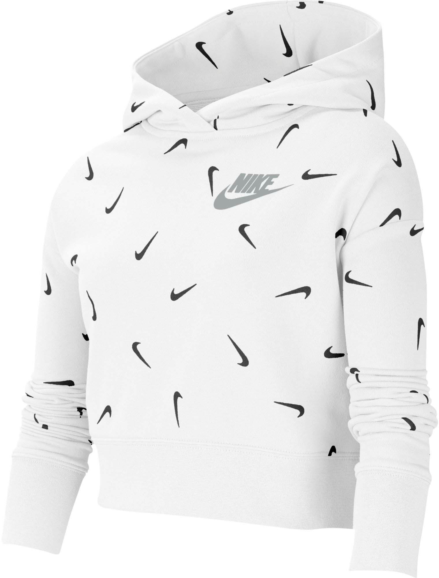 grey nike hoodie with white logo