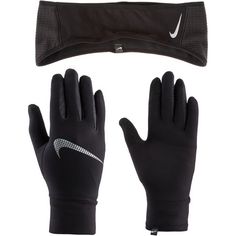 Nike Essential Set Stirnband und Handschuhe Damen black-silver