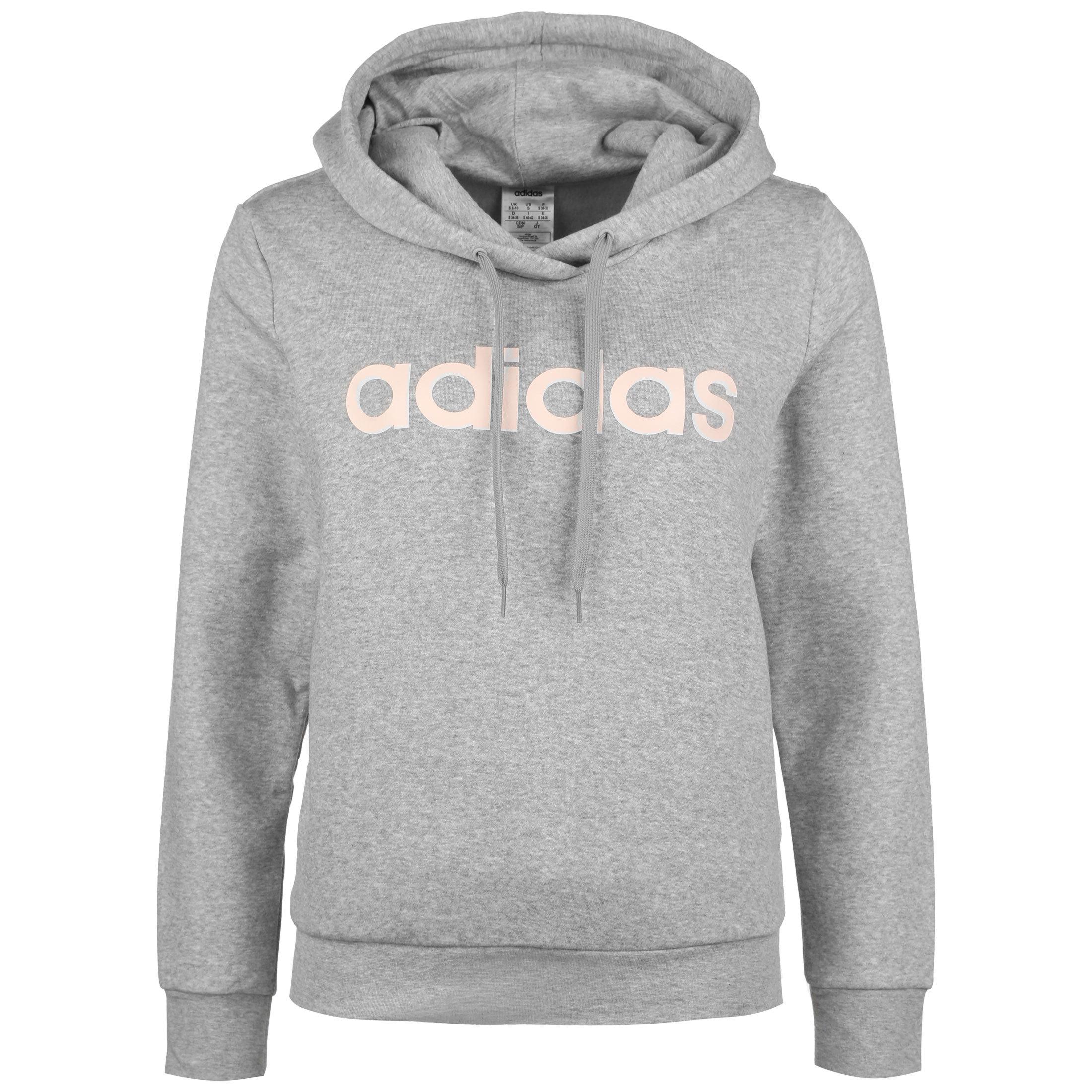 Adidas Essentials Linear Hoodie Damen grau / rosa im Online Shop von  SportScheck kaufen