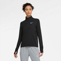 Rückansicht von Nike Element Funktionsshirt Damen black-reflective silv