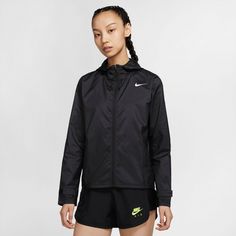 Rückansicht von Nike Essential Laufjacke Damen black-reflective silv