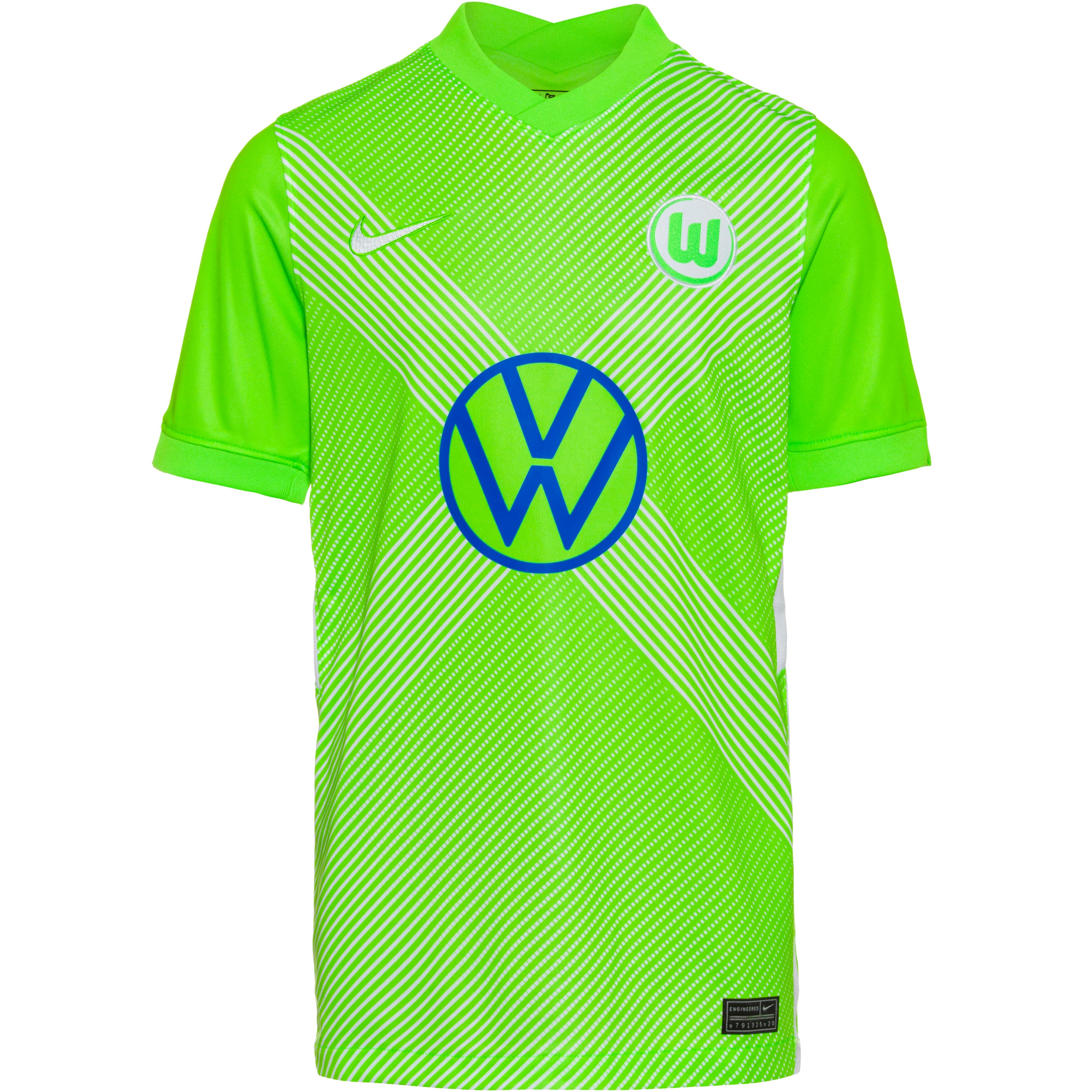 Nike VFL Wolfsburg 20-21 Heim Trikot Kinder sub lime-white ...
