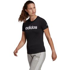 Rückansicht von adidas LOUNGEWEAR Essentials Slim Logo T-Shirt Damen black-white