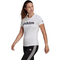 Rückansicht von adidas LOUNGEWEAR Essentials Slim Logo T-Shirt Damen white-black