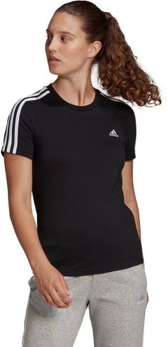 Rückansicht von adidas LOUNGEWEAR Essentials 3-Streifen T-Shirt Damen black-white