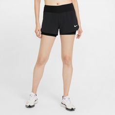 Rückansicht von Nike Eclipse Funktionsshorts Damen black-reflective silv