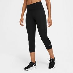 Rückansicht von Nike ONE 3/4-Tights Damen black-white
