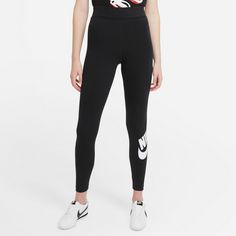 Rückansicht von Nike NSW Essential Leggings Damen black-white