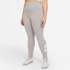 Rückansicht von Nike Sportswear Essential Leggings Damen dk grey heather-white