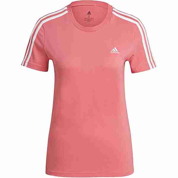 adidas LOUNGEWEAR Essentials 3-Streifen T-Shirt Damen hazy rose-white
