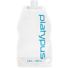 Rückansicht von Platypus Softbottle 1L Trinkflasche weiß-blau