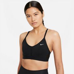 Rückansicht von Nike INDY V-Neck Sport-BH Damen black