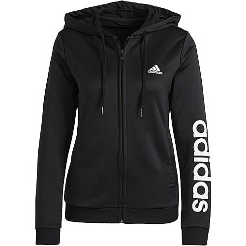 Adidas Essentials Logo French Terry Trainingsanzug Damen black-white im  Online Shop von SportScheck kaufen