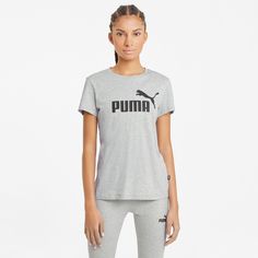Rückansicht von PUMA Essential Logo T-Shirt Damen light gray heather