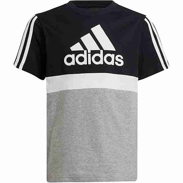 adidas ESSENTIALS COLORBLOCK T-Shirt Kinder black-medium grey heather-white
