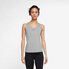 Rückansicht von Nike ONE Dri-Fit Funktionstank Damen particle grey-htr-black
