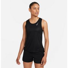 Rückansicht von Nike Dri-FIT Race Funktionstank Damen black-reflective silv