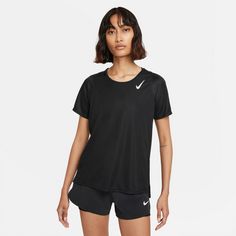 Rückansicht von Nike Dri-FIT Race Funktionsshirt Damen black-reflective silv
