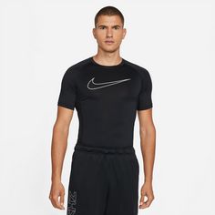 Rückansicht von Nike Dri-Fit Pro Funktionsshirt Herren black-white
