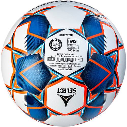 Details about   DERBYSTAR Stratos TT Fußball Trainingsball Ball weiß/blau/orange Größe 4-5 