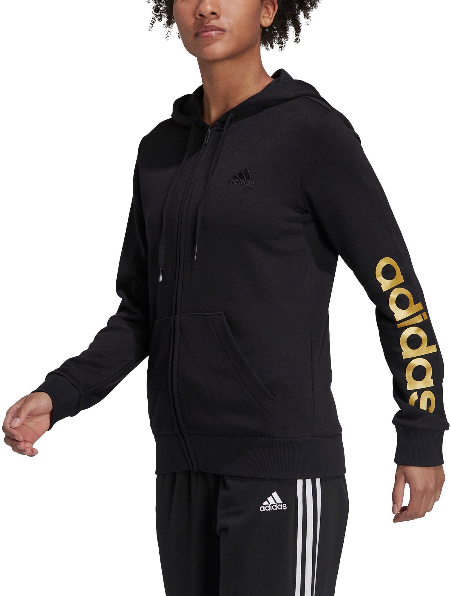 Adidas LINEAR SPORT ESSENTIALS Sweatjacke Damen black gold met im Online Shop von SportScheck kaufen