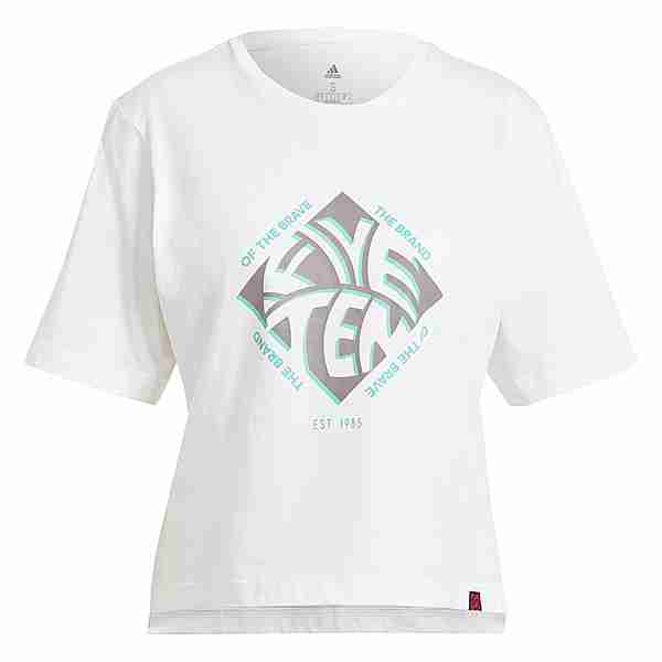 adidas Five Ten Cropped Graphic T-Shirt Funktionsshirt Damen Weiß