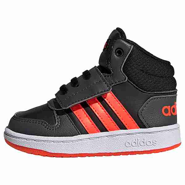 adidas Hoops 2.0 Mid Schuh Basketballschuhe Kinder Core Black / Solar Red / Grey Six
