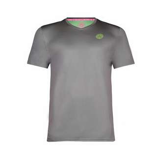 BIDI BADU Evin Tech Round-Neck Tee Tennisshirt Kinder grau/neongrün