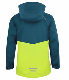Rückansicht von Trollkids Nusfjord Regenjacke Kinder Petrolblau/Lime