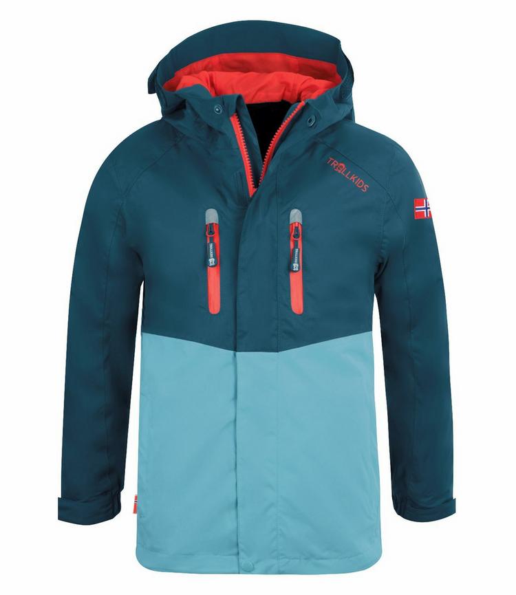 Trollkids Trollkids Nusfjord Regenjacke Kinder - Petrolblau/Rot - 0 | SportScheck