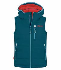 Trollkids Narvik Outdoorweste Kinder - Petrolblau/Rot